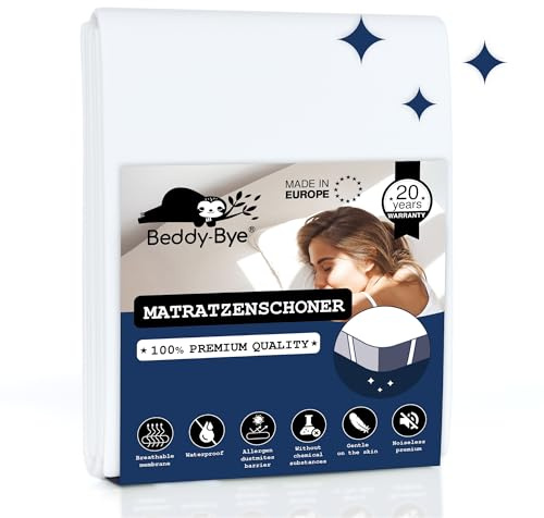 Beddy-Bye Matratzenschoner 90 x 200 Wasserdicht Oeko-Tex Zertifizierte Nässeschutz 90x200 Inkontinenzunterlage Waschbar wasserdichte Matratzenauflage 90x200cm Atmungsaktiv mit 4 Eckgummis