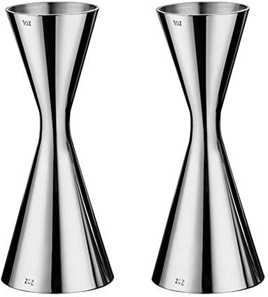 Censous 2 vasos dosificadores de acero de doble cabeza Bar Wine Cóctel Shaker Jigger 60 ml