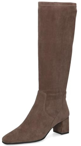 CAPRICE Women's high boots with heel knee-high Vegan, Brown (Cafe Stretch), 6 UK