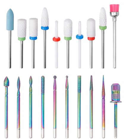 Bestgle Frese per Unghie in Ceramica, Set di 20 Punte per Trapano per Unghie, 3/32 Pollici Punta da Trapano per Unghie Professionale Rimozione Gel