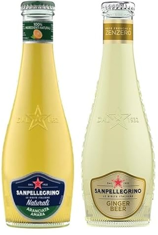San Pellegrino Ginger Beer Lot de 48 boissons sans alcool avec notes de gingembre + Aranciata Amara avec boisson sans alcool orange amère 20 cl