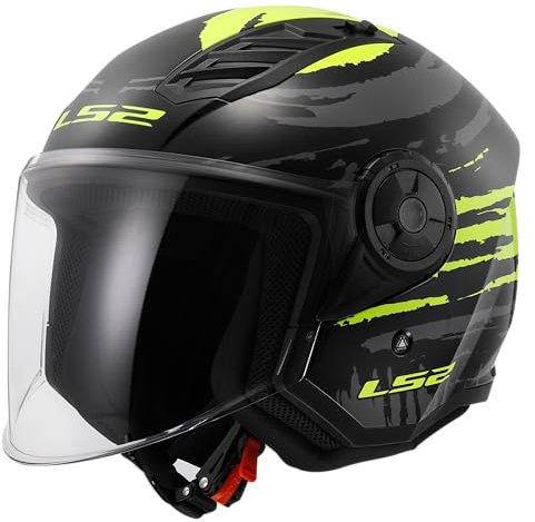 LS2, Jet-Motorradhelm AIRFLOW II Brush black yellow, M