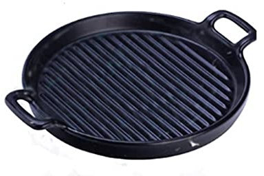 Grill Cast Iron Uncoated Round Striped Skillet Grill Pan Iron Plate Grill