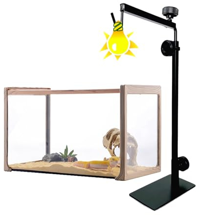 AMZTEMU Support de lampe pour reptile avec base réglable, 40 à 64 cm, Support de lampe chauffante reptile pour Tortue Lézard Reptiles Verre Terrarium Poissons