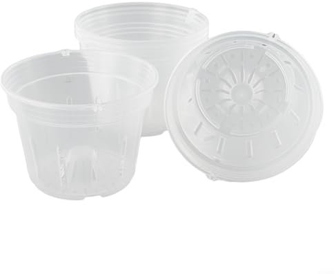 Zoegneer Lot de 5 pots à orchidées en plastique transparent avec trous (grand)