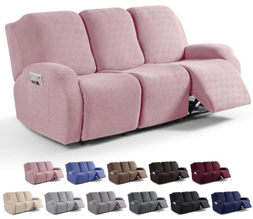 Surwin Sesselschoner für Relaxsessel mit Armlehnen, Stretchhusse für Relaxsessel Anti-Rutsch Fernsehsessel Bezug mit Taschen Sesselbezug Stretch Elastisch für Kinder, Haustiere (1-Sitzer,Rosa)