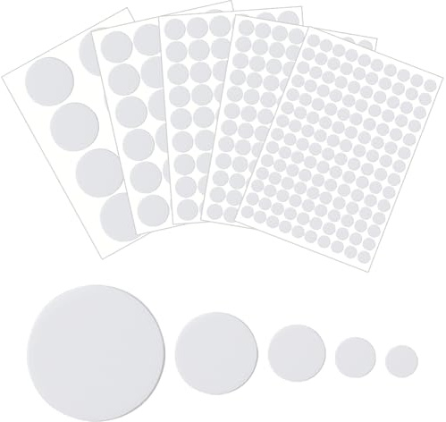 ZFKXGS 322 Stück Schraubenabdeckung Selbstklebend Weiß, Ø12mm/15mm/21mm/30mm/50mm Rund Selbstklebende Schrauben Abdeckkappen wasserdichte Schraubenloch Aufkleber für Wandschränke Schreibtische Möbel