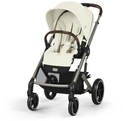 CYBEX Gold Cochecito Balios S Lux, Posición Reclinada Ergonómica, Sistema de Arnés con Una Sola Mano, Desde el Nacimiento Hasta 22 kg (Aprox. 4 Años), Seashell Beige