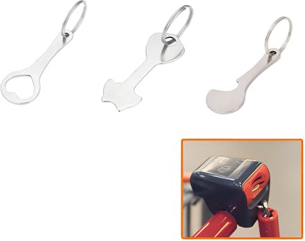 HSYTEK 3 stycken kundvagnslösare i rostfritt stål, metall shoppingvagn, nyckelring, chip, kundvagnschip, avtagbar, kreativ stormarknad nyckelring, tillbehör berlocker, återanvändbara, silver, 3