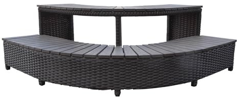 CANADIAN SPA CO. Pool Ecktreppe für eckige Whirl Pools und Hot Tubs, Randmöbel-Kollektion, Pool Treppe aus Kunststoff in Holz Optik, rutschfest und wetterfest