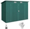 Outsunny Metall Gerätehaus 4,1 m² 249x121x183cm Geräteschuppen mit Pultdach Abschließbarer Doppeltür Fenster Einfach Montage Gartenhaus Outdoor Garten Schuppen Schrank für Hinterhof Außenbereich Grün