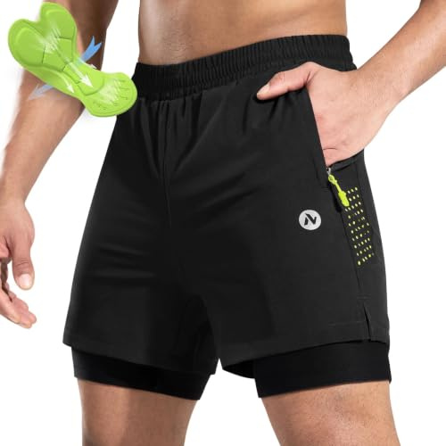 Nepest Men's Mountain Bike Shorts 4D Padded for Cycling, Zipper Pockets | MTB Shorts with Padding for Biking, Lightweight, Breathable, UPF 50+, Moisture Wicking, Reflective, Bicycle, Cycle, Riding