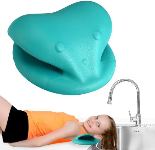 Sink Hair Washing Neck Pillow Rest for Kids, Shampoo Station for Sink Portable Shampoo Bowl Basin for Toddler Ergonomic Hair Washing Buddy for Sink Bathtub (Green)