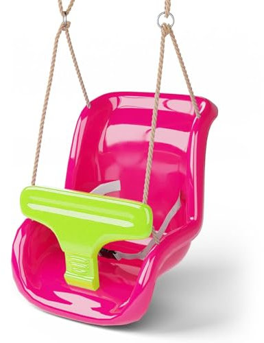 The Magic Toy Shop Pink Toddler Swing Chair – Fits Most Frames, Safe & Adjustable Kids Swing Seat with Secure Harness - Outdoor Playground Equipment for Gardens