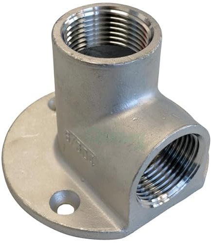 Wandscheibe Deckenwinkel IG/IG - Gewinde-Fitting aus Edelstahl 316 - zur Aufputz-Befestigung Wasseranschluss an der Wand (1 Zoll)