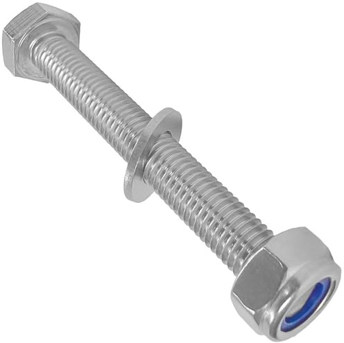 100 Stück Sechskantschrauben M3x30 mit Flache Unterlegscheiben und Selbstsichernde Stopmuttern Edelstahl A2 WIBTEC®