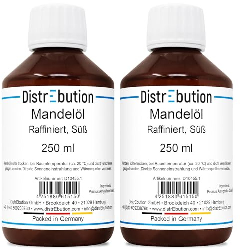 Reines Mandelöl 500ml – Süß, Pflegeöl für Haut und Haar, Trägeröl, vegan & mild
