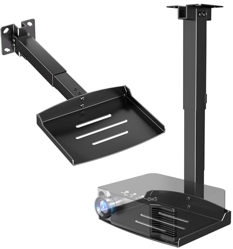 PUTORSEN Support pour Projecteur Videoprojecteur Plafond - Réglable en Hauteur Support Videoprojecteur Mural,Installation sans Perçage,Gestion Cachée des Câbles,Supporte Jusqu'à 10 Kg,Noir(S)