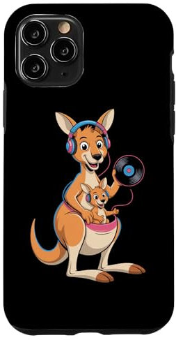 Kangourou Dj Avec Casque Vinyle Musique Coque pour iPhone 11 Pro