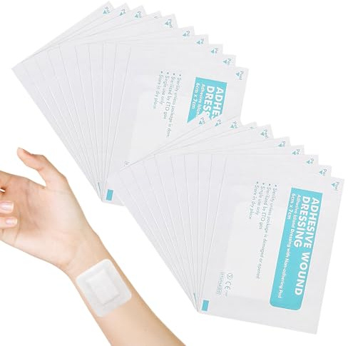 20PCS Wound Dressings Adhesive 6cm x 7cm Adhesive Sterile Wound Dressings Sterile Dressings for Wounds Soft S terile Pads Dressing Pads for Cuts Grazes Burns & Injuries Small Pressure Sores