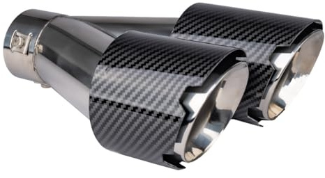 AMiO Doppel-Auspuffblende - Links Carbon Optik Edelstahl 32-52mm, 04069