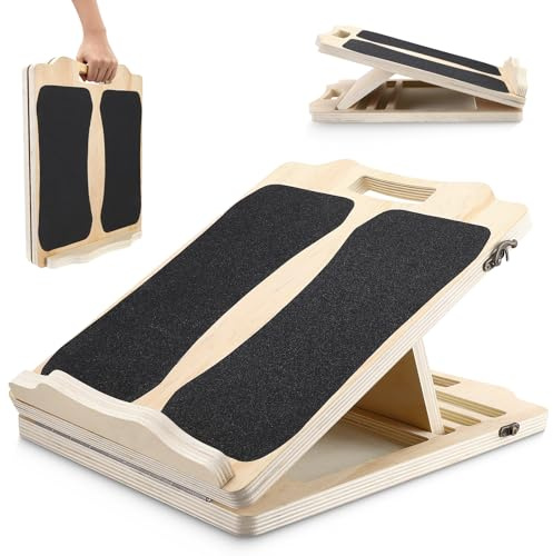 Slant Board for Calf Stretching, Wooden Incline Board with 4 Adjustable Angles, Non-Slip Fitness Stretching Board Physical Therapy Equipment for Knees Ankle Heel Feet Leg, 330lbs Capacity
