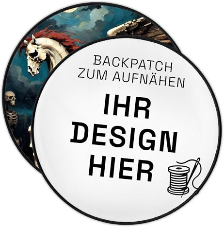 Groß 25cm Individuell Kries Aufnäher Zum Aufnähen | Personalisiert Rückenpatch mit Wunschmotiv – Bild, Logo | Selbst gestalten Rückenaufnäher für Kleidung & Jacke | Custom Rund Iron On Backpatch