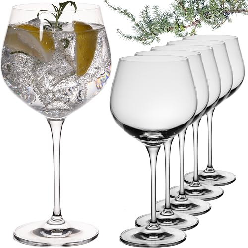 IMPERIAL glass Gin Tonic Gläser 6er Set 570ml - bauchiges Gin Ballonglas aus Crystalline Glas - Gin & Tonic Gläser Spülmaschinenfest