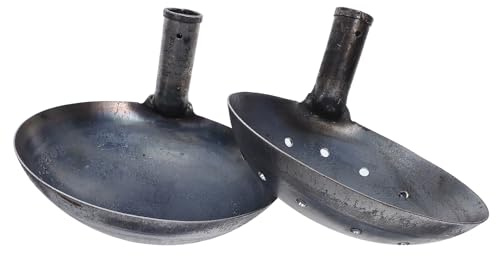 Mikikit Pala de Metal para Jardinería 2 Piezas 23 CM Agujeros para Tamizar Lodo y Estiércol Herramienta Multifuncional para Limpieza de Gallinero y Arena de Gatos Mango Vertical