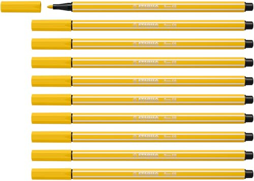 STABILO - Premium-Filzstift - Pen 68 | 10er Pack, gelb