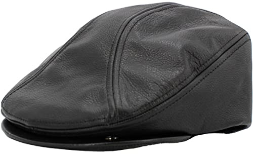 KBETHOS Leder-Ascot SCHWARZ L/XL Echtes Leder Ascot Ivy Made In USA Hut