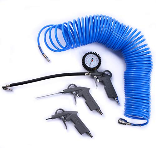 Druckluftschlauch Ausblaspistole Reifenfüllpistole 4 tlg SET für Kompressor Schlauch 10 15 20m (mit 20m Schlauch)