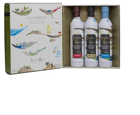 Pack Regalo Aceite de Oliva Virgen Extra Gourmet. 3 x 500 ml (Sabor Suave, Medio e Intenso)