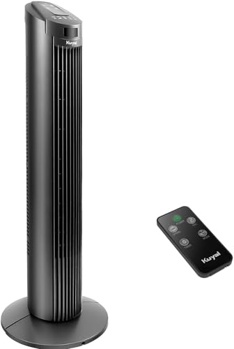 Kuyal Tower Fan, 29-Inch Portable Oscillating Fan, 3 Speed Control, Compact and Space Saving, Oscillating Tower Fans with Remote Control & Timer Function for Home and Office Use, (Dark Titanium)
