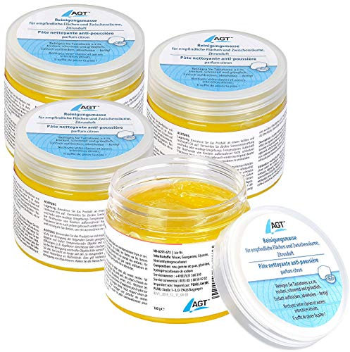 AGT Reinigungs-Kleber: 4er-Set Reinigungsmasse f. empfindl. Flächen & Zwischenräume, Zitrone (Schreibmaschinen-Reiniger, Reinigungsknetmasse)