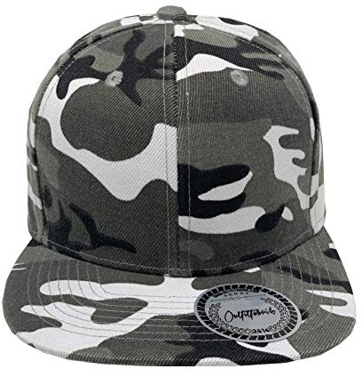 Outfitfabrik Snapback Cap für Herren und Damen, blanko Kappe im Schneetarn-Muster mit geradem Schirm (Unisex)