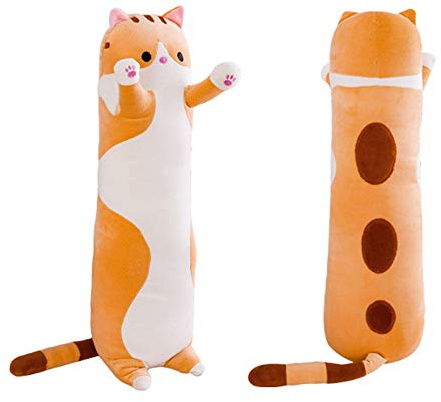 shangman Lovely Plush Cat Doll Cute Cartoon Soft Stuffed Kitten Long Throw Sleeping Pillow Toy Gift for Kids Girlfriend Multiple Size (Brown,50cm/19.6in)
