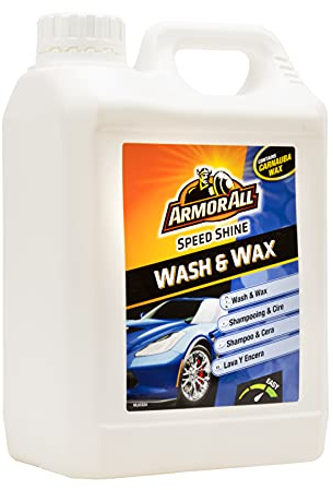 ARMOR ALL Champú y Cera Coche 2L - Limpia, Da Brillo y Protege en un Solo Paso, Cera de Carnauba para Acabado Recién Encerado, Seguro para Todos los Acabados, Ahorra Tiempo y Esfuerzo