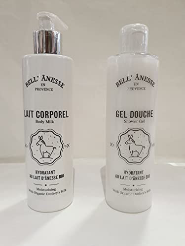 Label Provence- lot comprenant un gel douche et un lait corporel au lait d'ânesse BIO