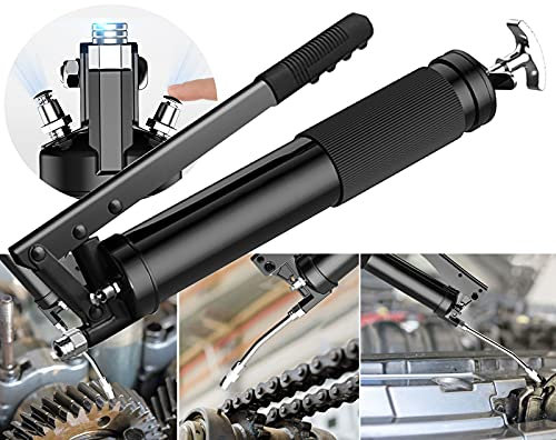 Aocet Handhebelfettpresse, Hebel-Fettpresse mit Flexiblem Schlauch, 4500PSI Hochwertige Druckluft Presse Fettpresse Handpresse Druckluftfettpresse, 600cc, Schwarz