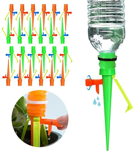 Feliciay 24pcs Self Watering Spikes, Adjustable Plant Watering Devices, Slow Release Control Valve Switch Automatic Irrigation Watering Drip System, For Outdoor Indoor Plants