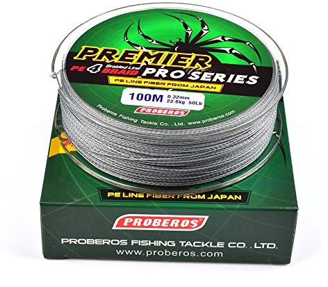 DOOGL Geflochtene Angelschnur, 100 Meter pro Roll-Abriebresistent geflochtene Linien 4 Stränge super Starke PE-Angelschnur,Grau,70LB(0.45mm)