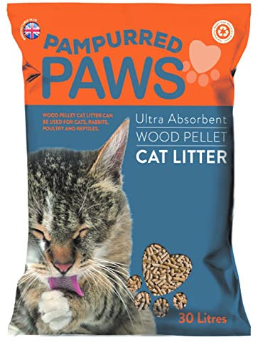 Pampurred Paws Premium Eco Friendly Natural Wood Pellet Cat Litter