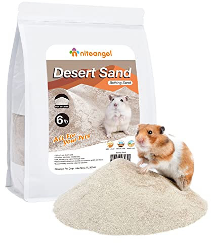 Niteangel Hamster Wüstenbad Sand | Staubfreier Badesand oder Streusand für Hamster, Chinchillas, Gerbils, Mäuse, Degus oder andere kleine Haustiere (2.72kg, Wüstensand & Zeolith-Partikel)