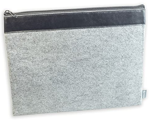 Banktasche aus Filz grau Geldtasche Kosmetiktasche Stifteetui Tablettasche Dokumententasche DIN A5