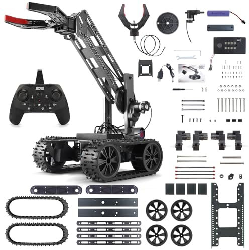 VANLINNY Roboter Bausatz, Roboter Kinder, STEM Robot Kinderspielzeug mit Elektronischer Programmierung und Fernbedienung, DIY Roboterarm Auto mit 4-DOF, Experimente Spielzeug für Kinder ab 8+ Jahre