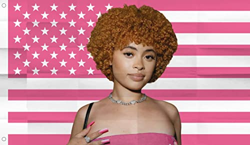 WENWELL Eis-Rapper-Gewürz-Flagge, 90 x 150 cm, für drinnen und draußen, rosa Eiszauber, amerikanische Flagge, Wandteppich für Schlafzimmer, Wohnzimmer, Wohnheim, Wand mit Messingösen, lebendige Farben