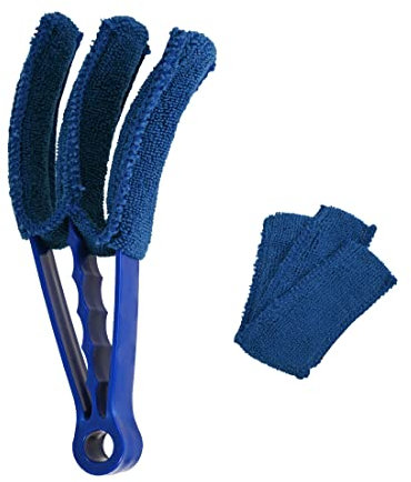 Heilmetz Cepillo de radiador de Microfibra Lavable a Mano y extraíble, Plumero para persianas, Aire Acondicionado, radiador de baño, Limpiador de Lamas (Azul,2 Piezas)