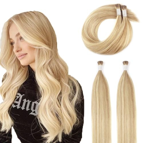 ABH AMAZINGBEAUTY HAIR Itip Hair Extensions Color Dirty Blonde Highlights With Bleach Blonde Fusion Real Hair Extensions 22 Inch Human Hair Pre Bonded Hair Extensions 50 strands 50 Grams