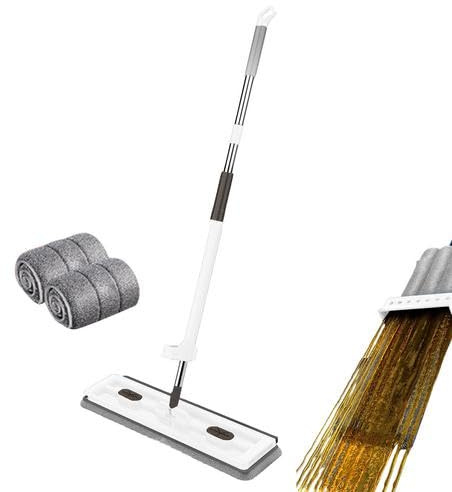 Eteslot roseionly Mopp-Flachmopp, großer flachmop, Flachmopp mit Wringer-Set, um 360 Grad drehbar, Verstellbarer Langer Edelstahlgriff mit 2 waschbaren Mikrofaser-Pads